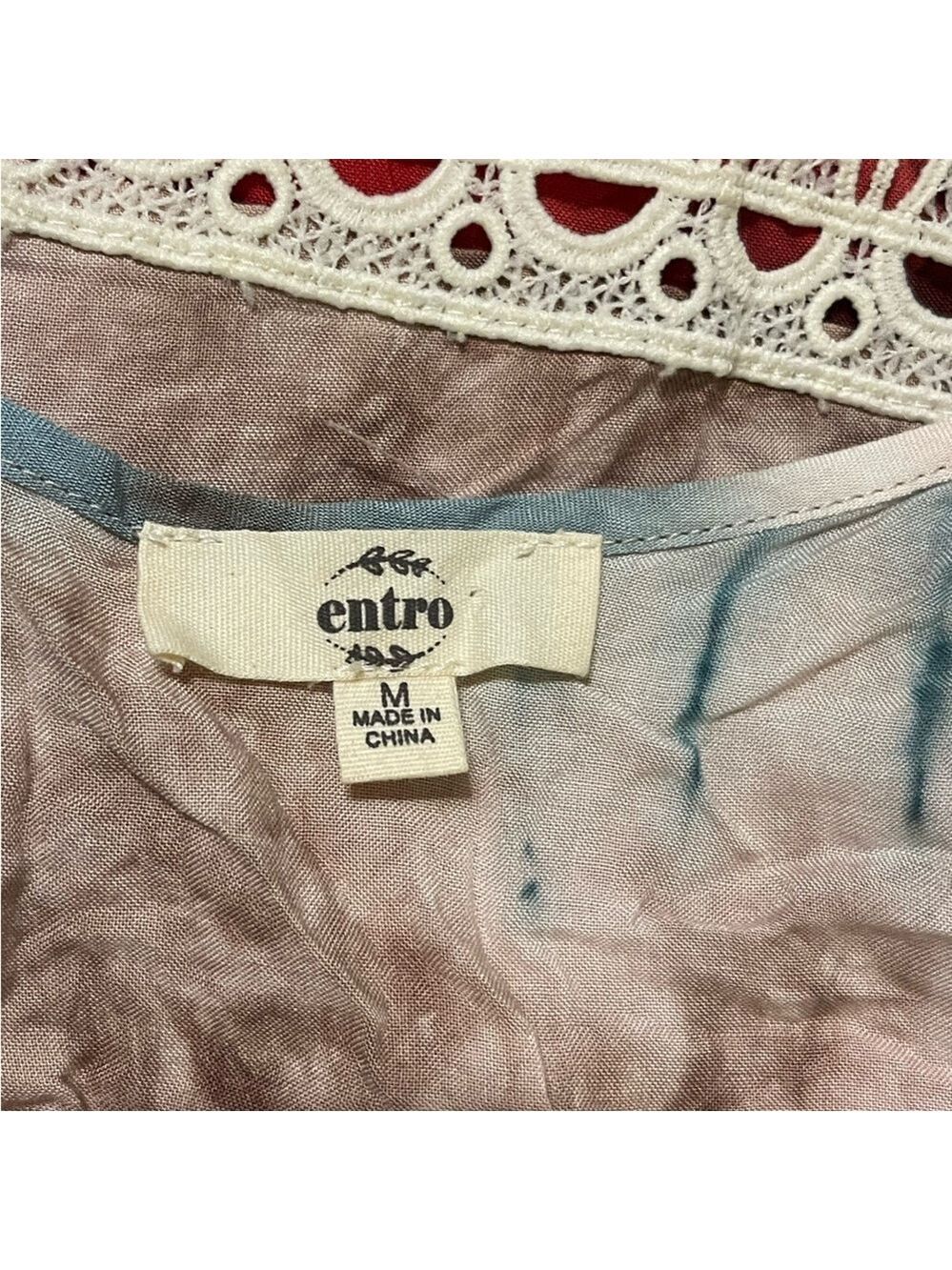 Entro Tie Dye Lace Fringe Cami Size Medium - Picture 4 of 6